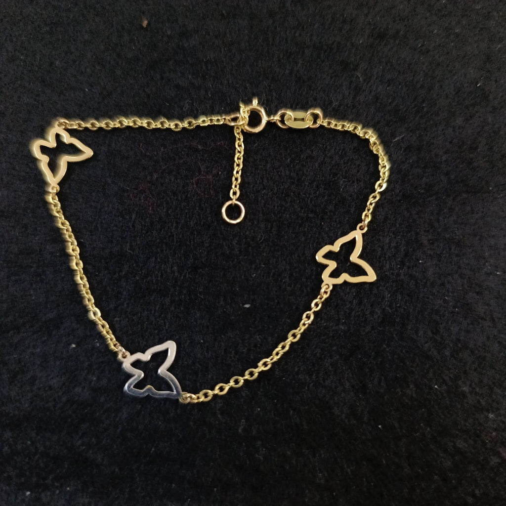 PULSERA ESPECIAL C MARIPOSAS 14K 18 CM 1.7 GR (NUEVO)