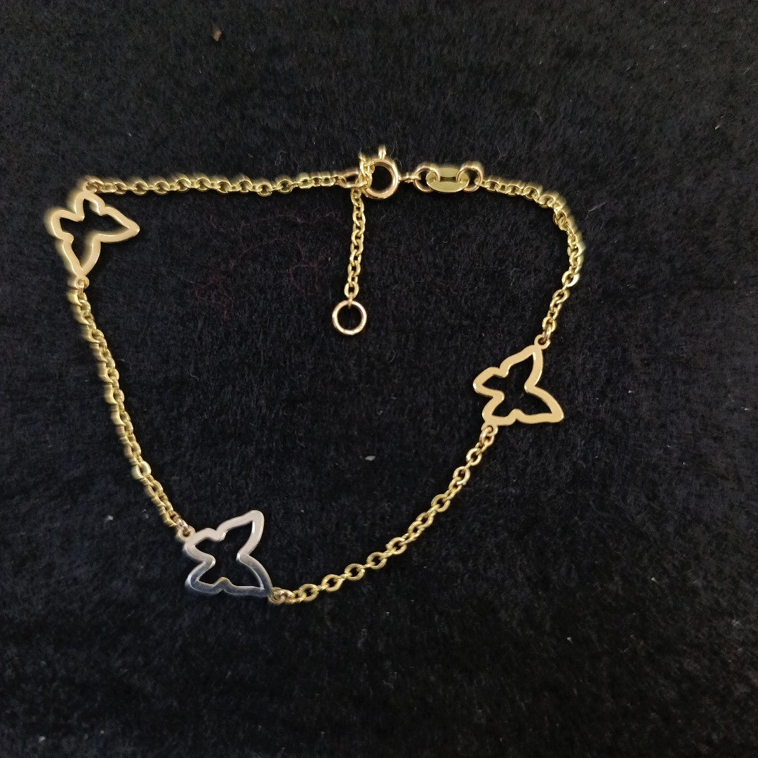 PULSERA ESPECIAL C MARIPOSAS 14K 18 CM 1.7 GR (NUEVO)