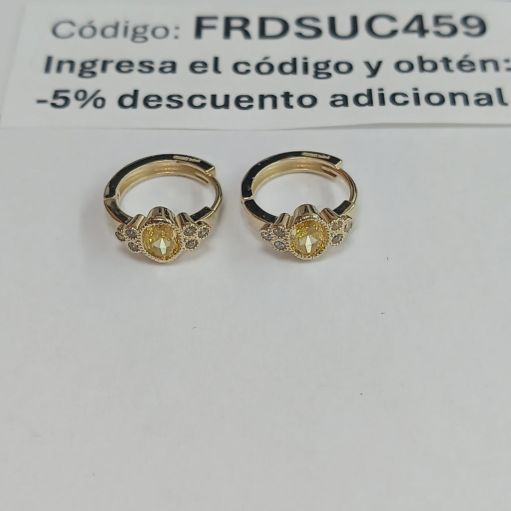 ARETES ARRACADAS CON CIRCONIAS Y PDRAS COL 14K 3.3 GR (NUEVO)