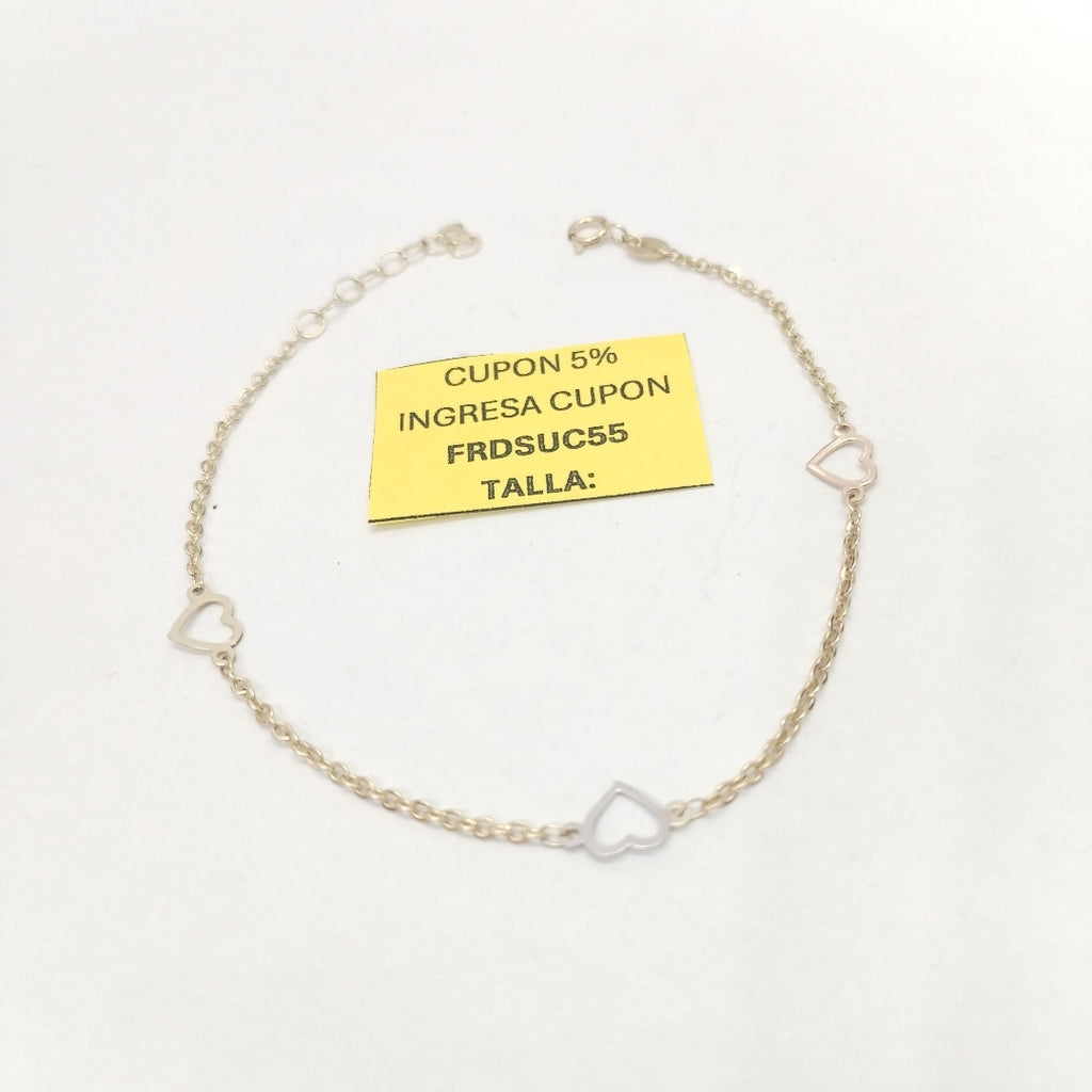 PULSERA ESPECIAL CON CORAZONES 10K 18 CM 1.3 GR (NUEVO)