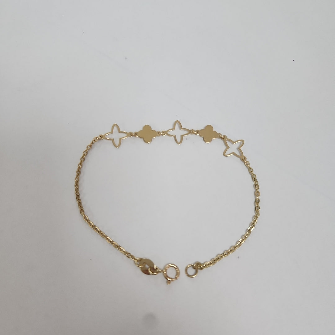 PULSERA TEJIDO ESP CON TREBOL 14K 18 CM 1.6 GR (NUEVO)