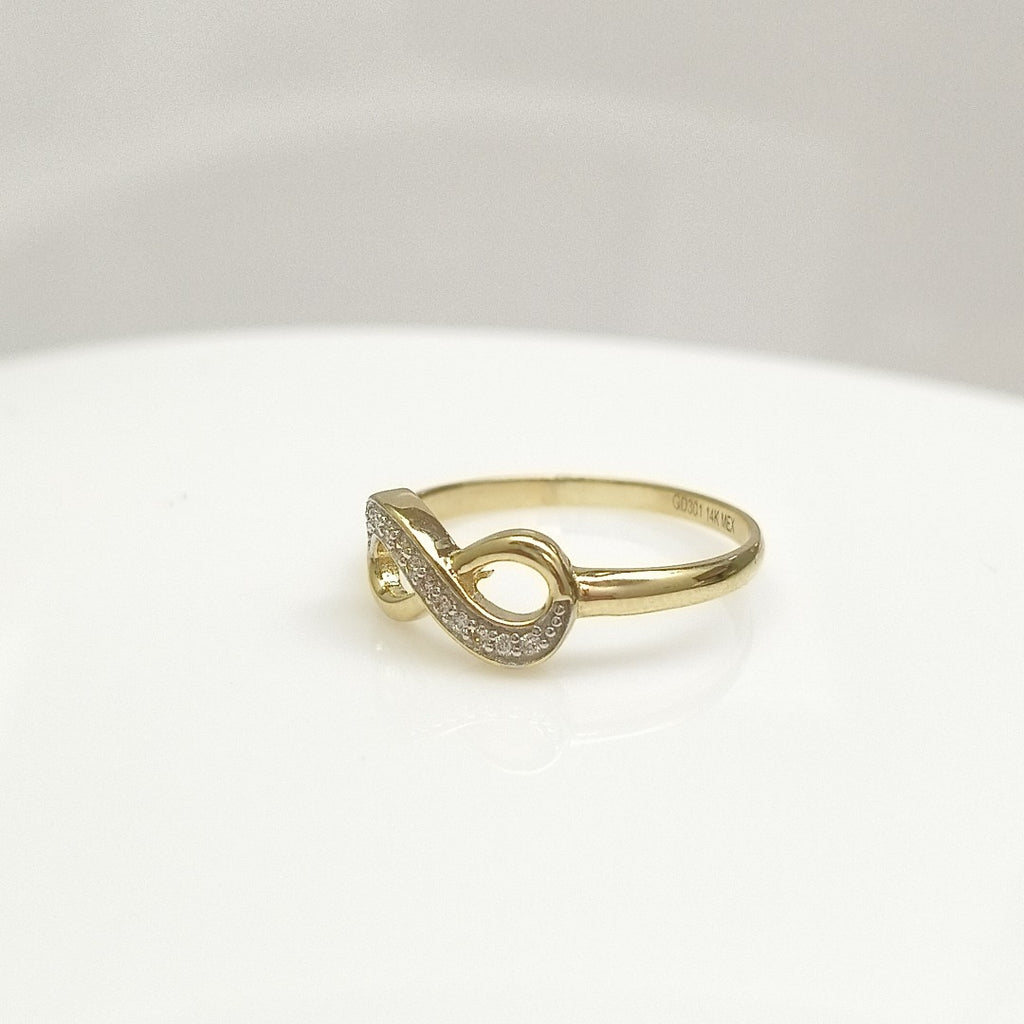ANILLO ANILLITO FIG INFINITO C CIRCONIAS 14K 7 TALLA 1.5 GR (NUEVO)