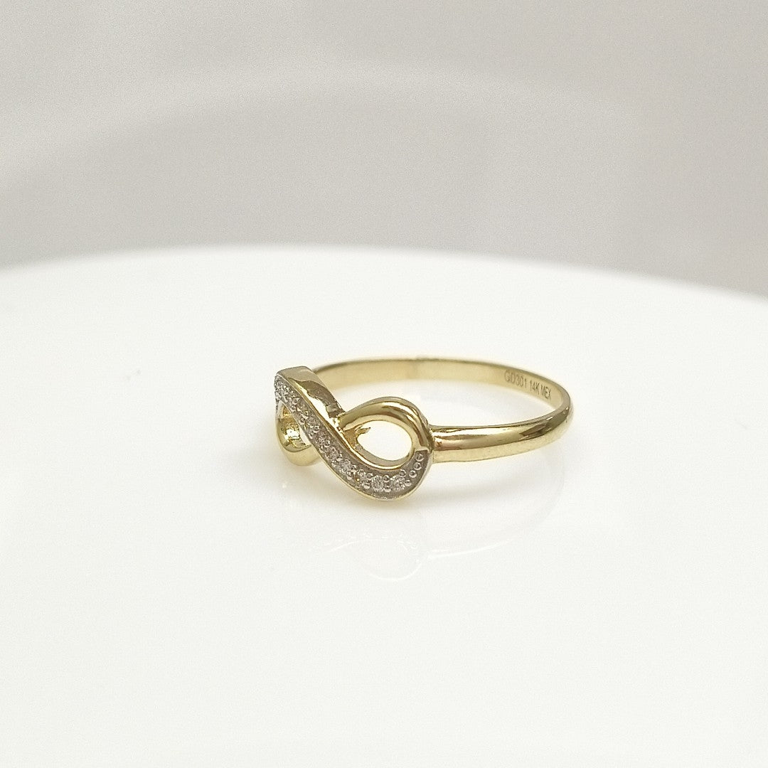 ANILLO ANILLITO FIG INFINITO C CIRCONIAS 14K 7 TALLA 1.5 GR (NUEVO)