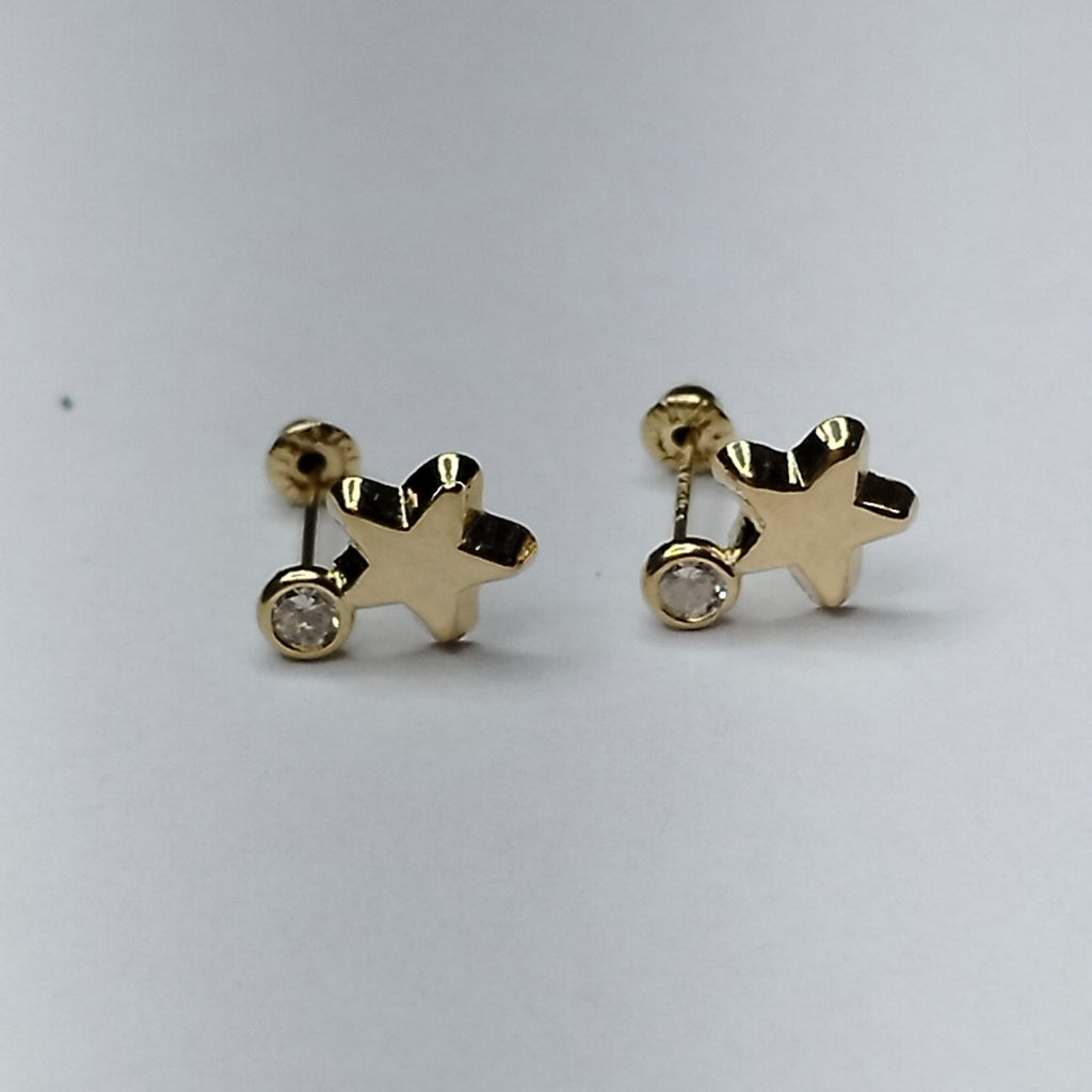 BROQUELES BROQUEL FIG ESTRELLA C CIRCONIA 14K 0.2603 GR (NUEVO)