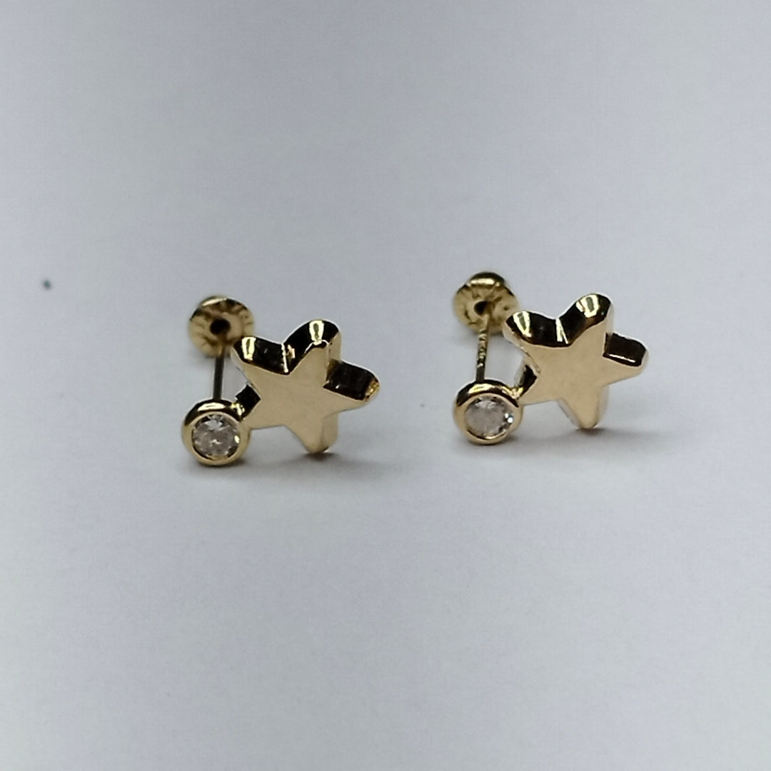 BROQUELES BROQUEL FIG ESTRELLA C CIRCONIA 14K 0.2603 GR (NUEVO)