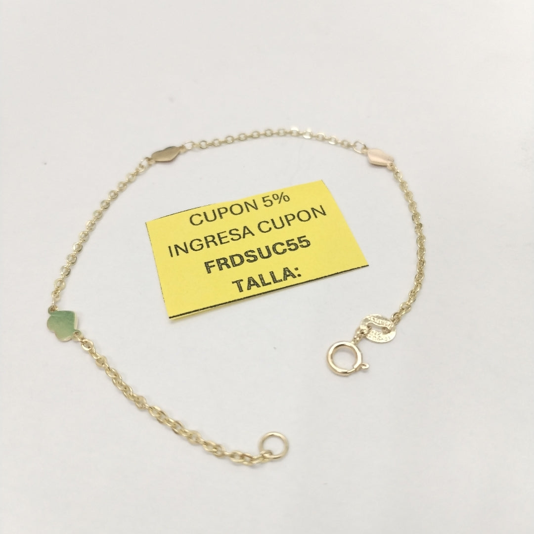 PULSERA ESPECIAL CON CORAZONES 14K 18 CM 1.4 GR (NUEVO)