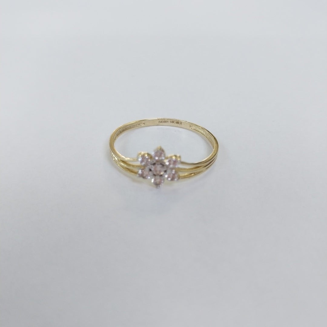 ANILLO ANILLITO FLOR C CIRCONIAS 14K 9 TALLA 1.4 GR (NUEVO)