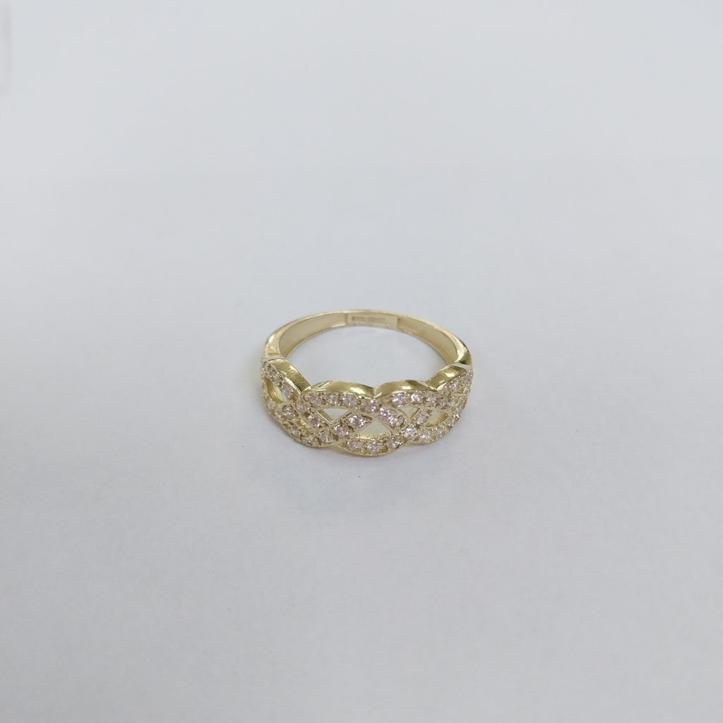 ANILLOS TRENZADO CON CIRCONIAS 14K TALLA 7 2.2 GR (NUEVO)