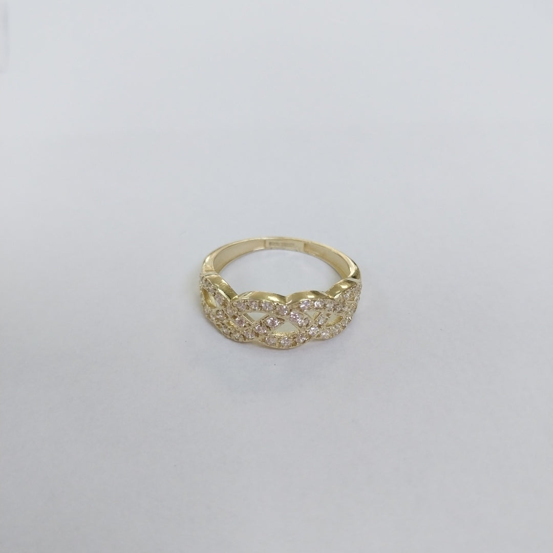 ANILLOS TRENZADO CON CIRCONIAS 14K TALLA 7 2.2 GR (NUEVO)