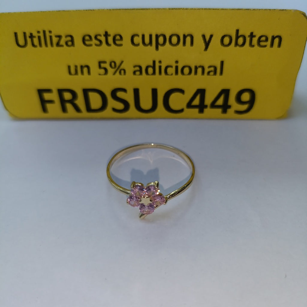 ANILLOS FIG FLOR CON PDRAS COL ROSA 14K TALLA 7.5 0.9 GR (NUEVO)