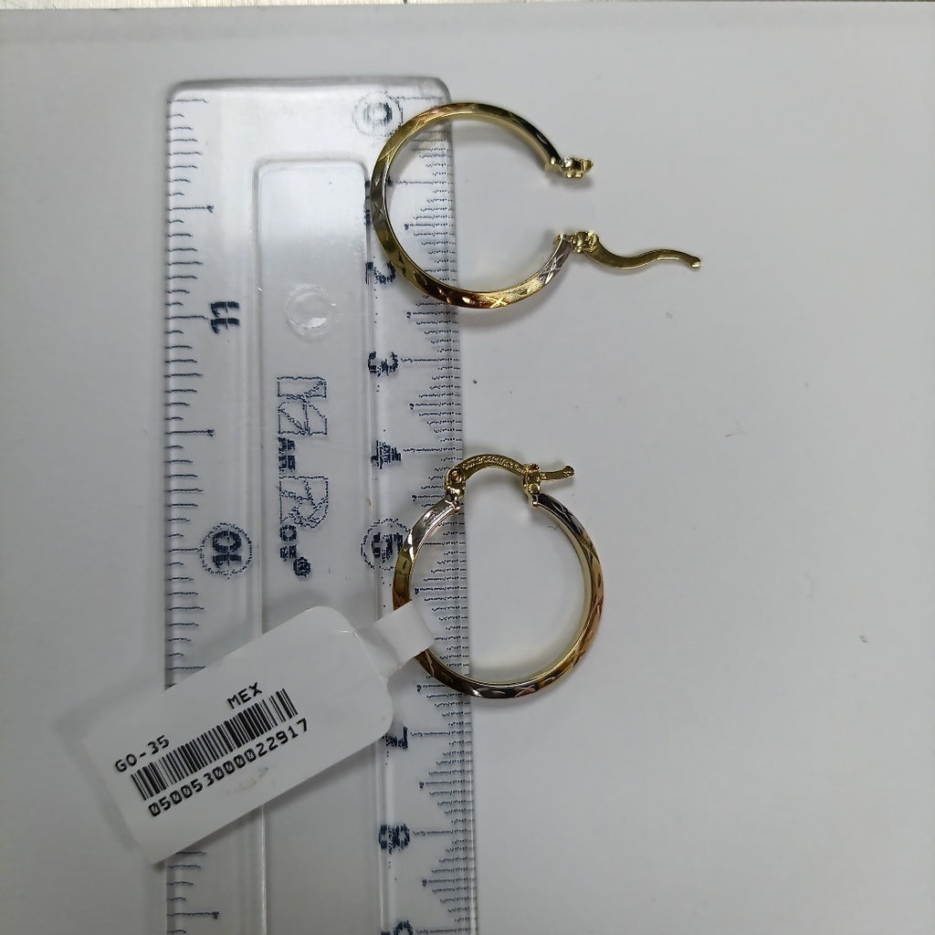 ARETES TEJIDO ARRACADAS BISELADAS COMBINADAS 14K 1.4 GR (NUEVO)