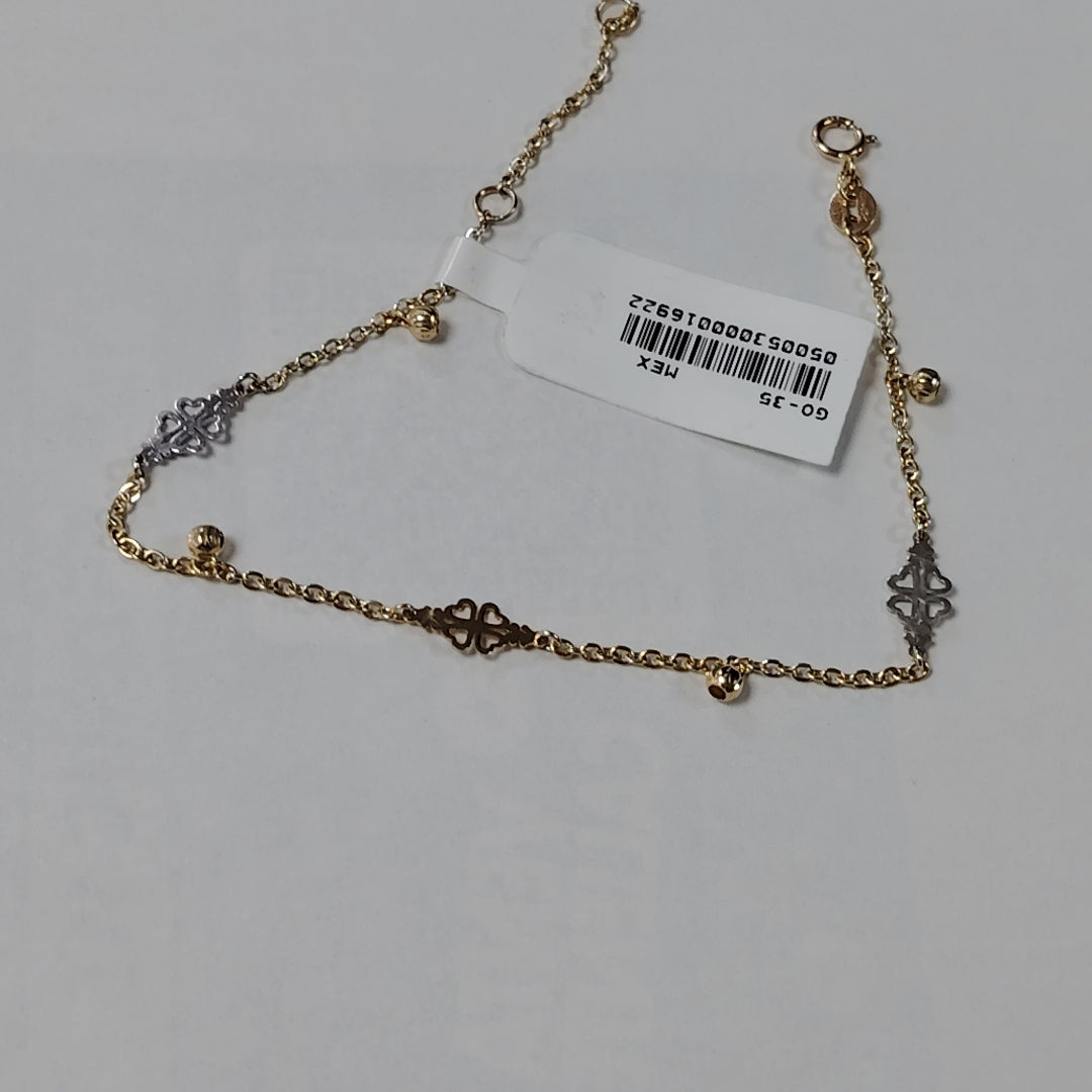 PULSERA ESPECIAL CON TREBOL 14K 18 CM 1.8 GR (NUEVO)