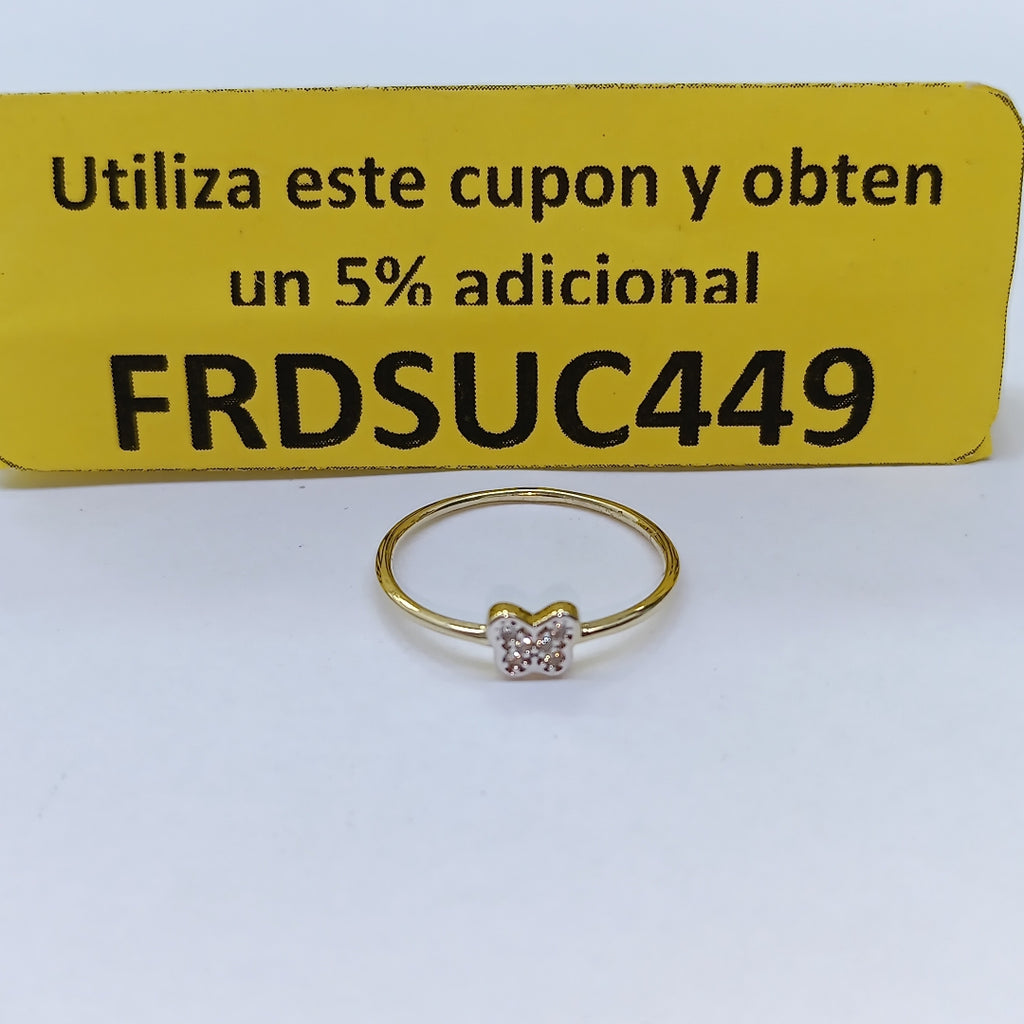 ANILLO ANILLITO MARIPOSA C CIRCONIAS 14K 8 TALLA 1 GR (NUEVO)