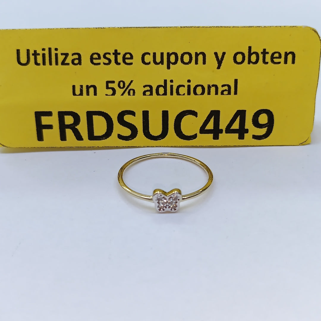 ANILLO ANILLITO MARIPOSA C CIRCONIAS 14K 8 TALLA 1 GR (NUEVO)