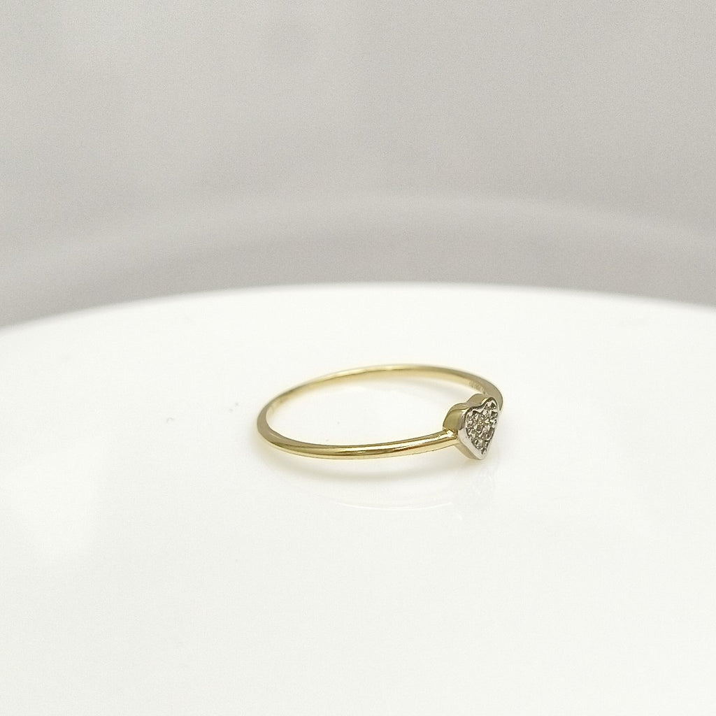 ANILLO ANILLITO CORAZON C CIRCONIA 14K 7 TALLA 0.9 GR (NUEVO)