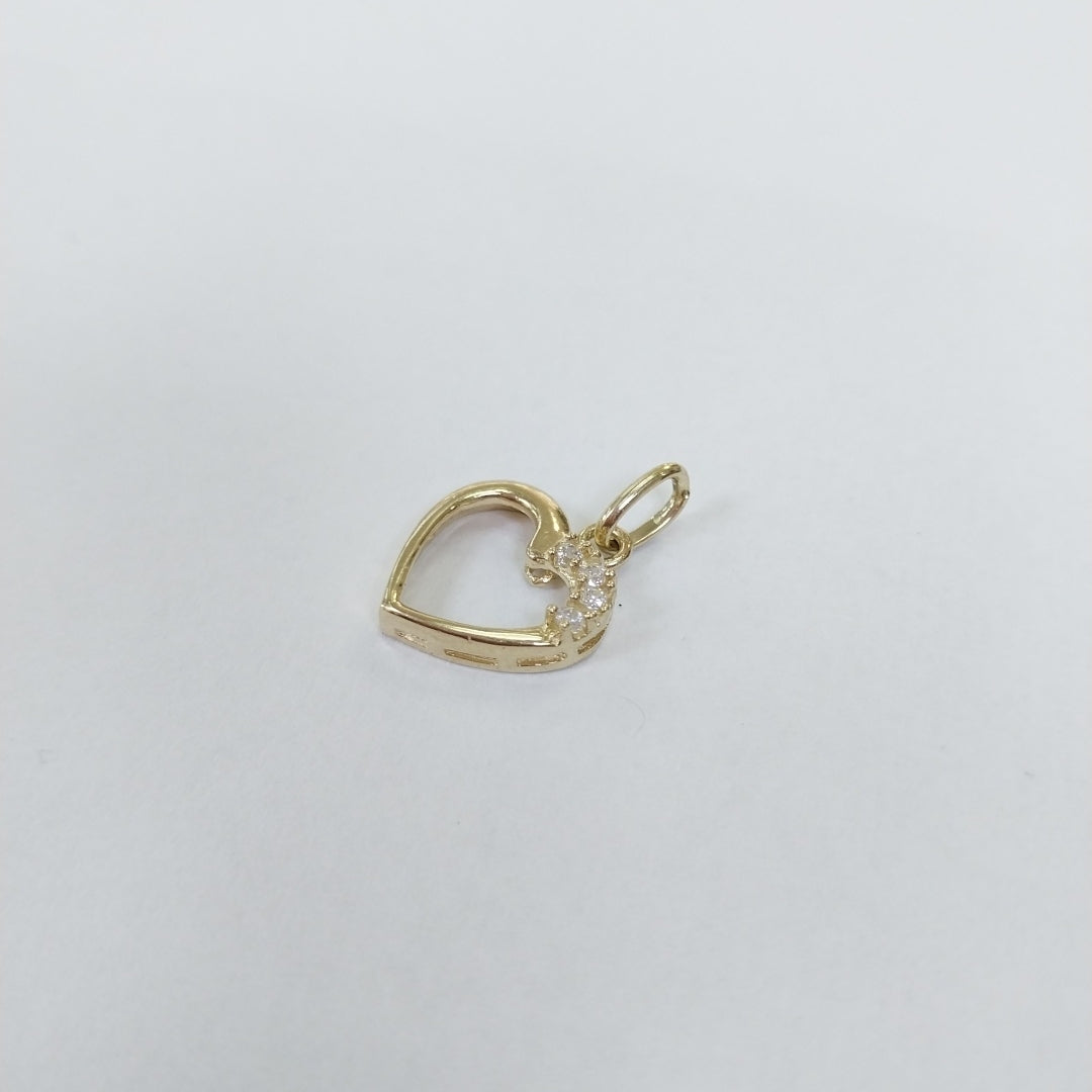 DIJE CORAZON CON CIRCONIAS 14K 1.4 GR (NUEVO)