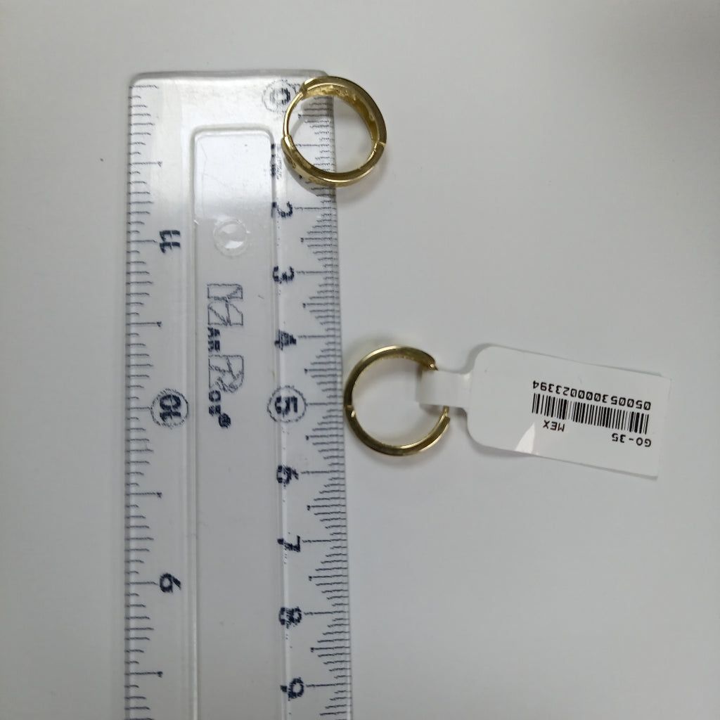 ARETES TEJIDO HUGGIES CON CIRCONIAS 14K 2.9 GR (NUEVO)