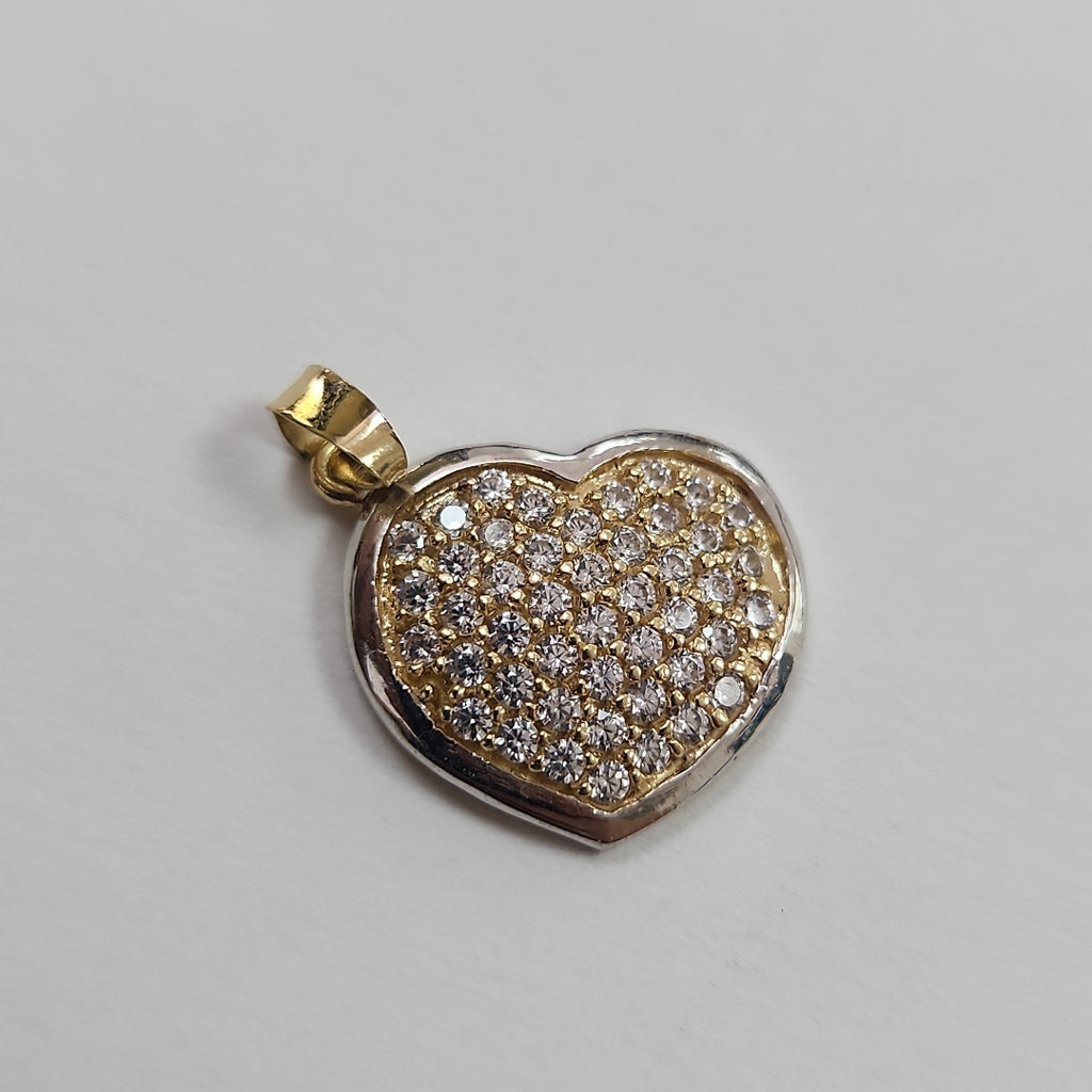 DIJE CORAZON CON CIRCONIAS 14K 1.8 GR (NUEVO)