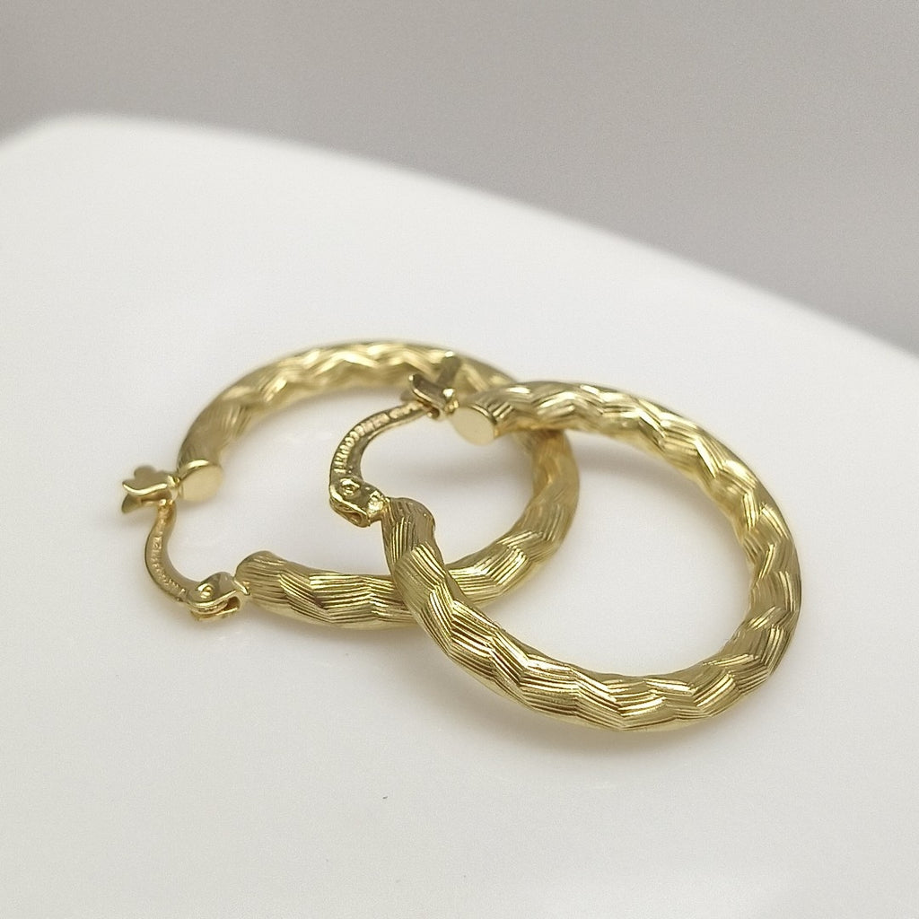 ARETES TEJIDO ARRACADA LABRADA 14K 2.7 GR (NUEVO)