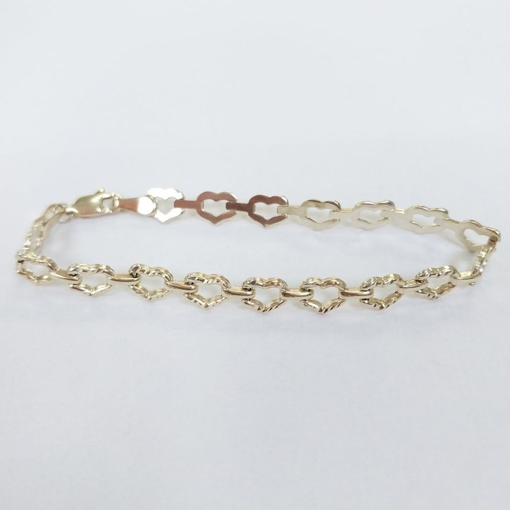 PULSERA ESPECIAL CON CORAZONES 14K 18 CM 4.1 GR (NUEVO)