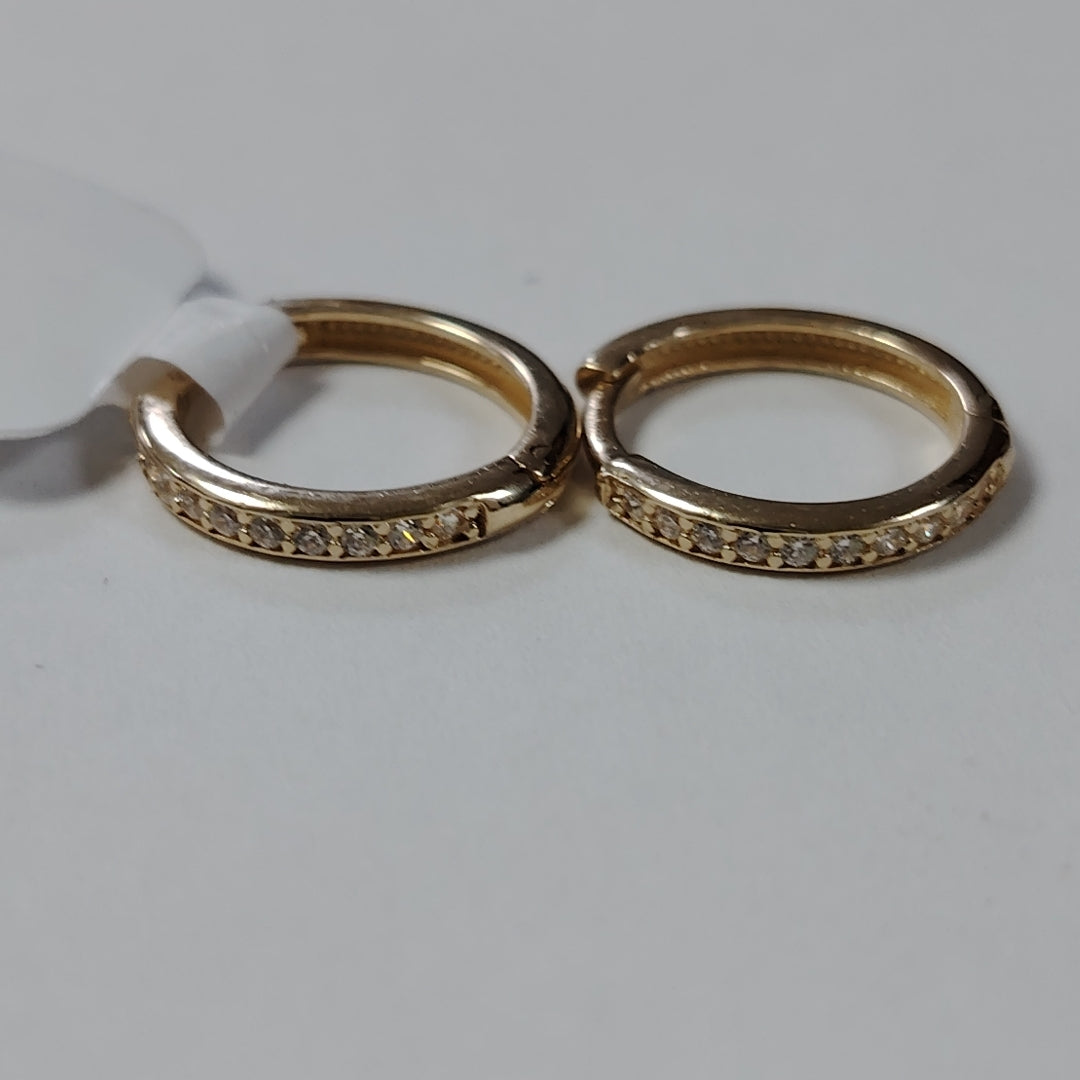 ARETES HUGGIES C CIRCONIA 14K 1.6 GR (NUEVO)