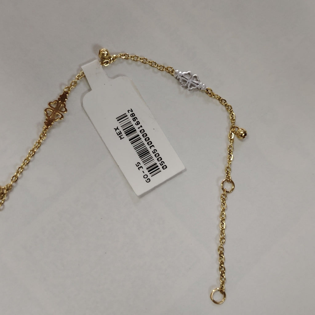 PULSERA ESPECIAL CON TREBOL 14K 18 CM 1.9 GR (NUEVO)