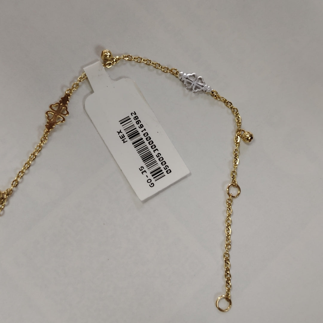 PULSERA ESPECIAL CON TREBOL 14K 18 CM 1.9 GR (NUEVO)
