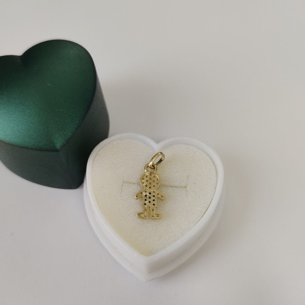 DIJE NIÑO CON CIRCONIAS Y PIEDRAS DE COLOR 10K 0.8 GR (NUEVO)