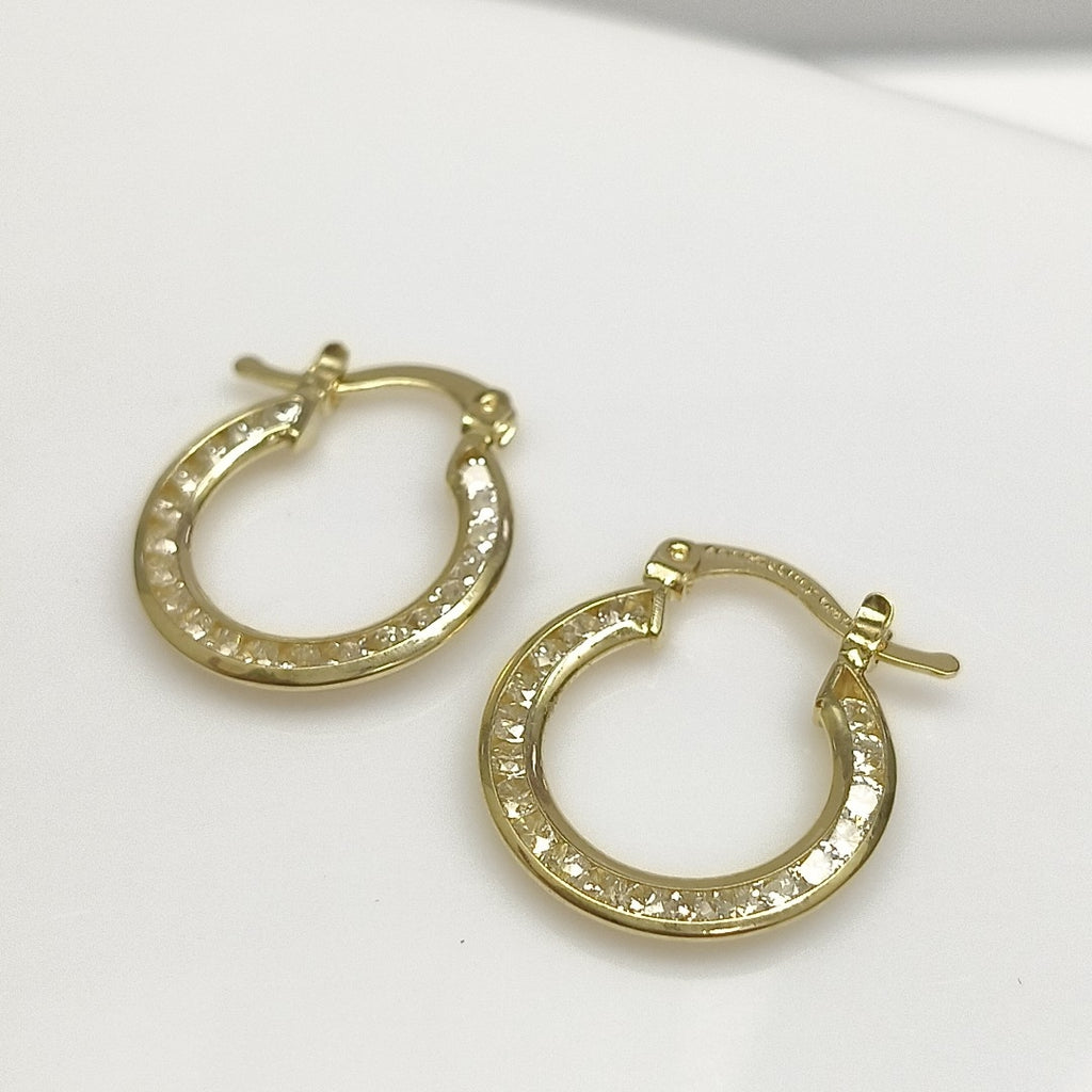 ARETES ARRACADAS CON CIRCONIAS 14K 2.3 GR (NUEVO)