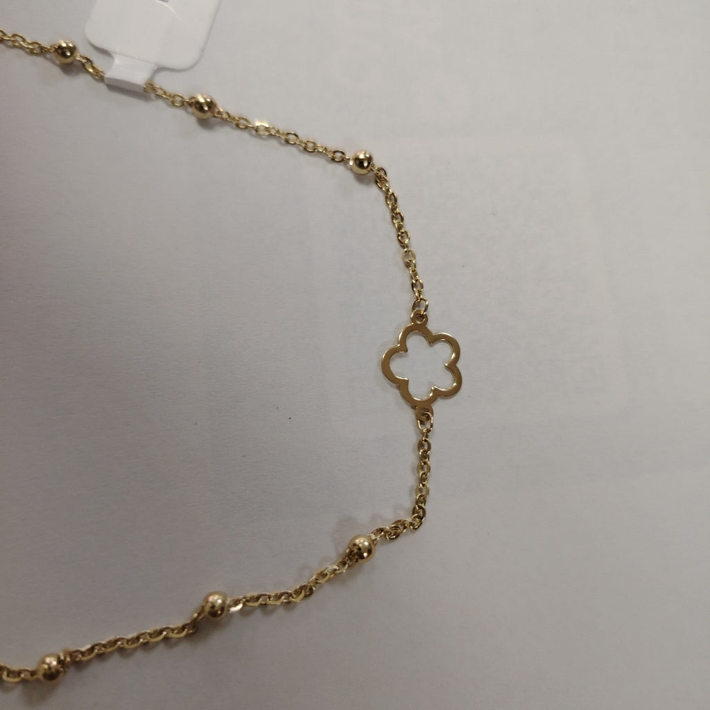 PULSERA TEJIDO ESPECIAL CON FLOR 14K 18 CM 1.6 GR (NUEVO)