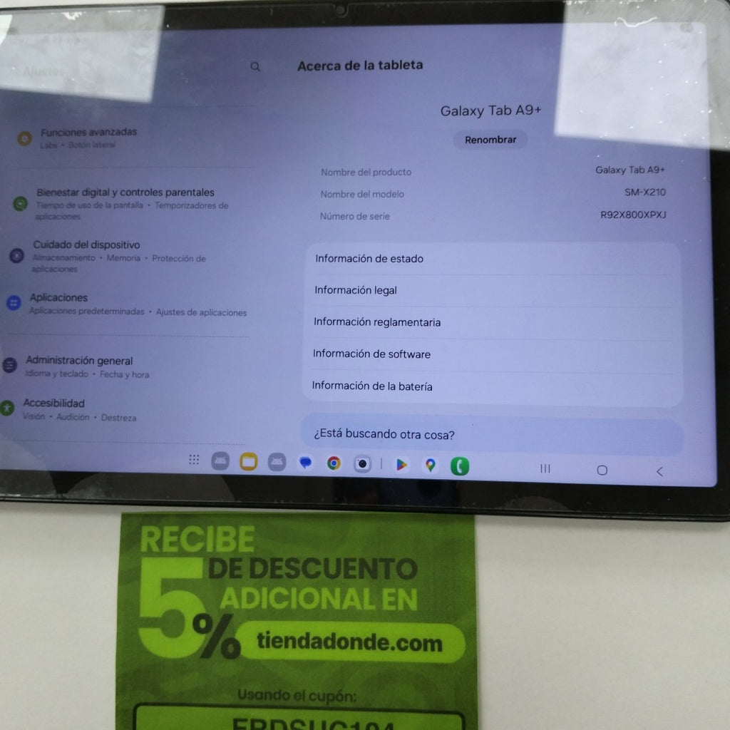 TABLETA SAMSUNG GALAXY TAB A9+ SM-X210 (2023) 128 GB 8 GB RAM (SEMINUEVO)