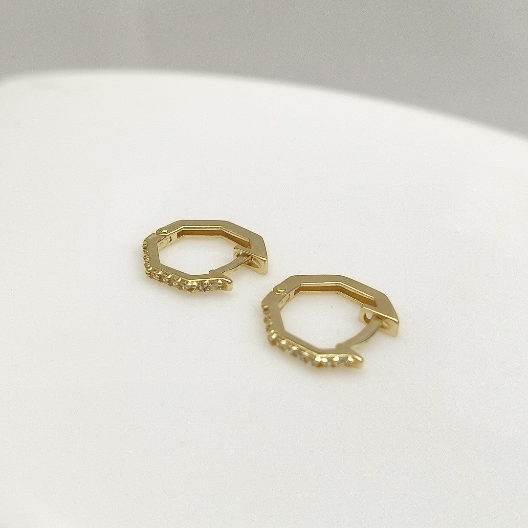 ARETES HUGIES C CIRCONIAS 14K 1.5 GR (NUEVO)