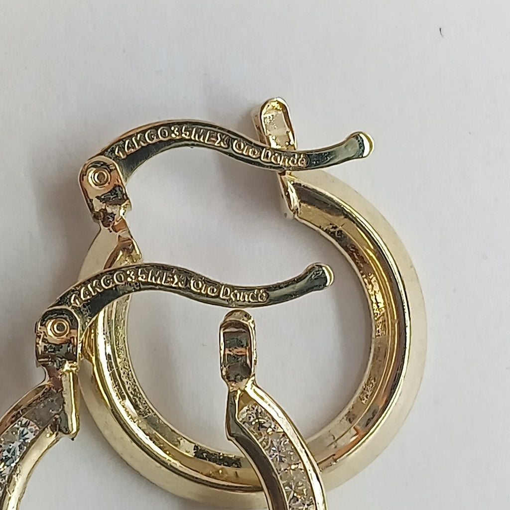 ARETES ARRACADAS CON CIRCONIAS 14K 2.3 GR (NUEVO)
