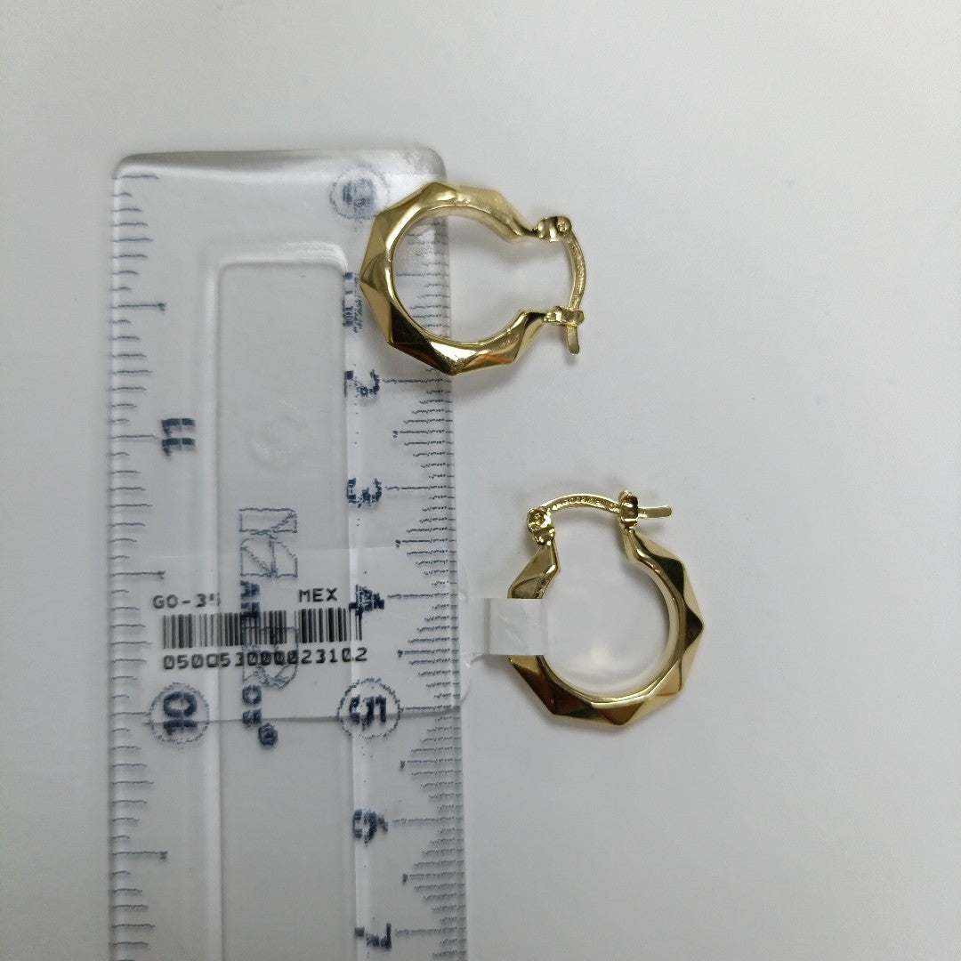 ARETES TEJIDO ARRACADAS FACETADAS 14K 1.8 GR (NUEVO)