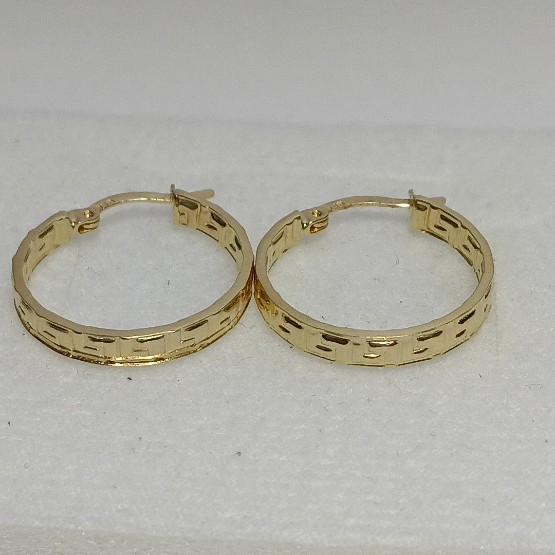 ARETES ARRACADA CON GRECAS 14K 2 GR (NUEVO)
