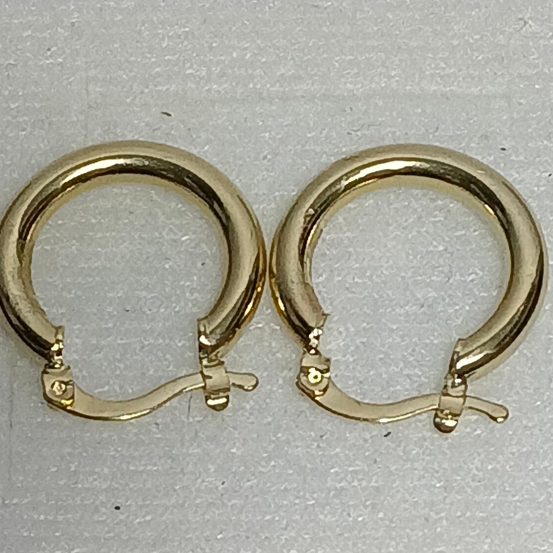 ARETES TEJIDO ARRACADAS LISAS 14K 1.6 GR (NUEVO)