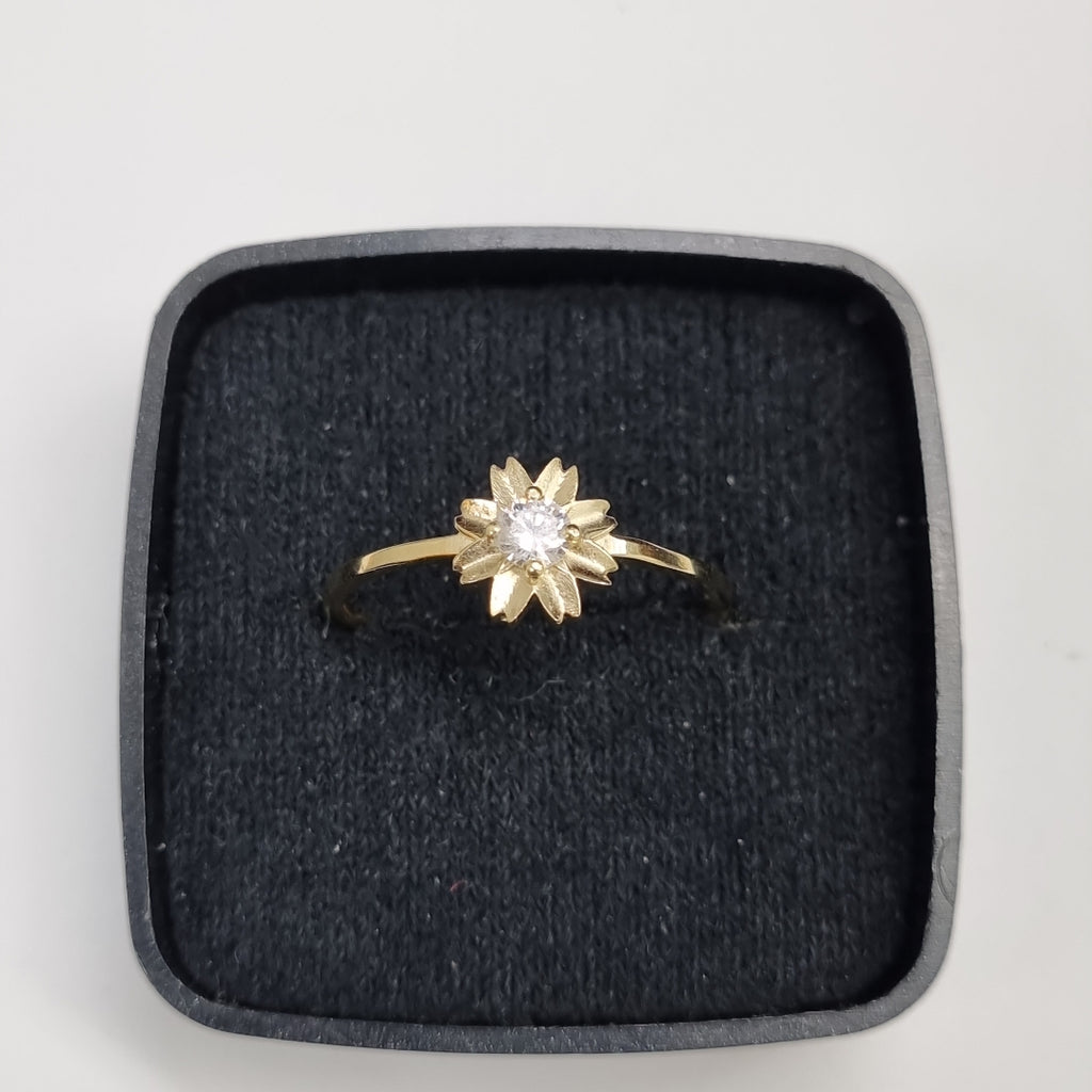 ANILLOS FLOR Y CIRCONIA 14K TALLA 8 1.1 GR (NUEVO)