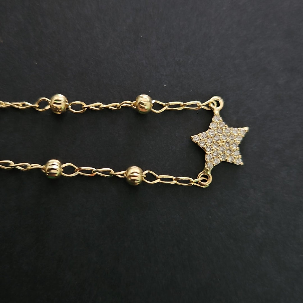 PULSERA ESPECIAL CON ESTRELLA Y CIRCONIAS 14K 18 CM 1.5 GR (NUEVO)