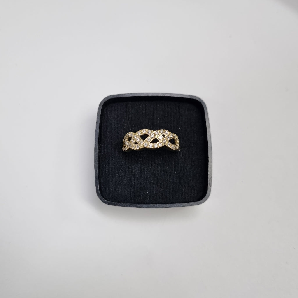 ANILLOS TRENZADO CON CIRCONIAS 14K TALLA 6.5 2.3 GR (NUEVO)