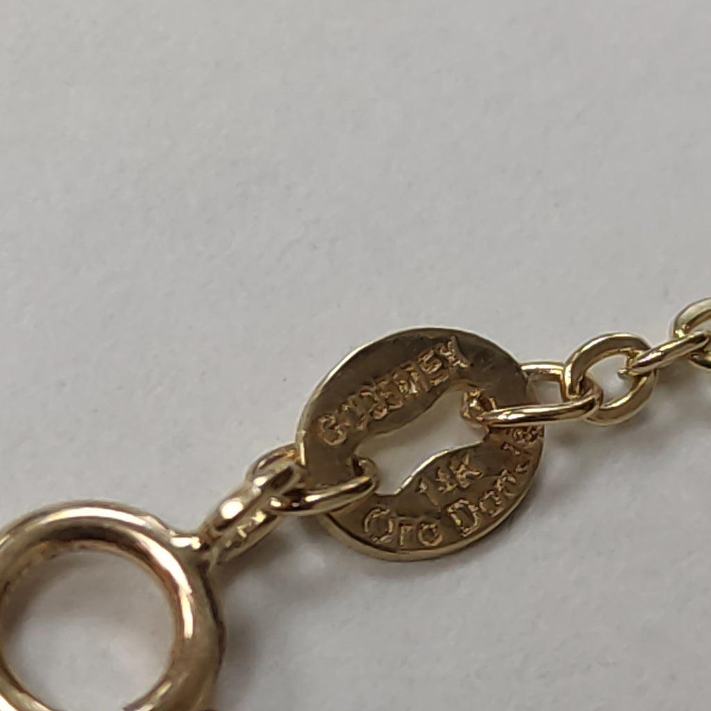 PULSERA TEJIDO ESPECIAL CON MANDALA 14K 18 CM 1.4 GR (NUEVO)