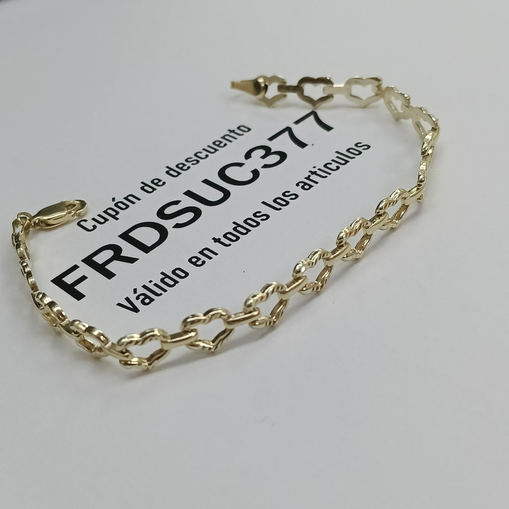 PULSERA ESPECIAL CON CORAZONES 14K 18 CM 4.2 GR (NUEVO)