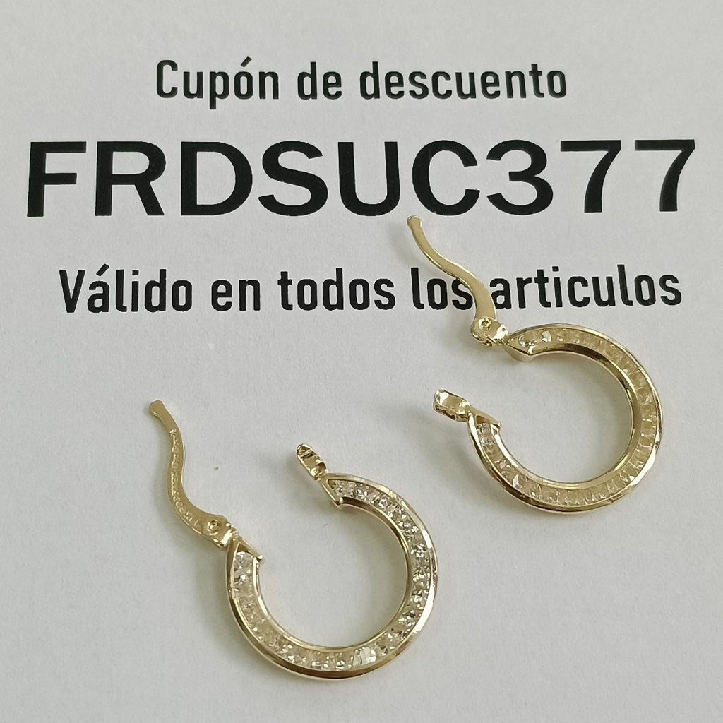 ARETES ARRACADAS CON CIRCONIAS 14K 2.4 GR (NUEVO)