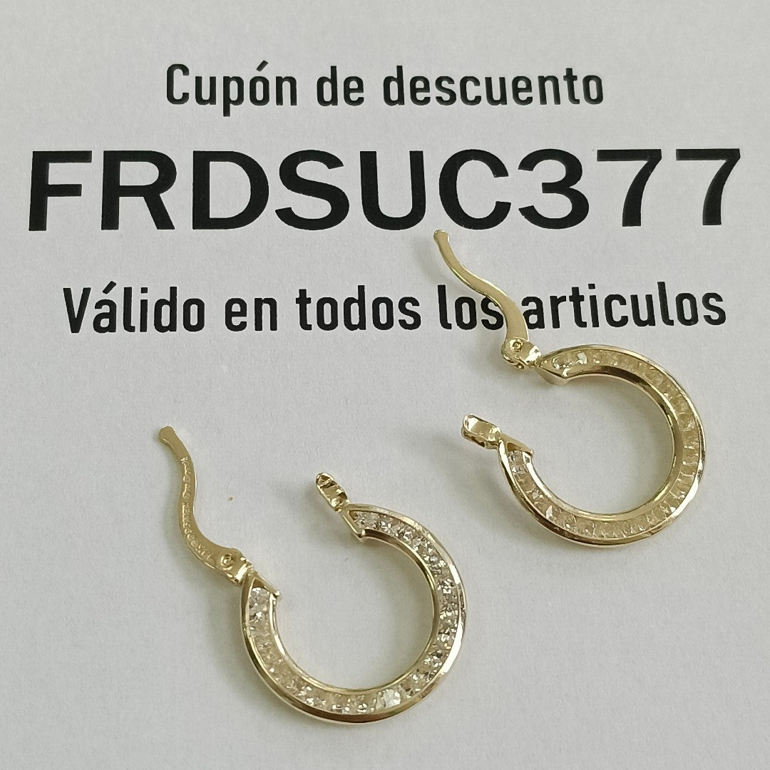 ARETES ARRACADAS CON CIRCONIAS 14K 2.4 GR (NUEVO)