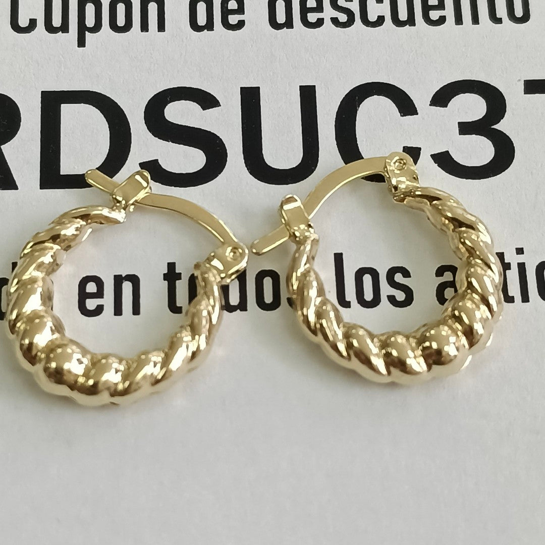ARETES ARRACADAS TZL HUECAS 14K 1.5 GR (NUEVO)