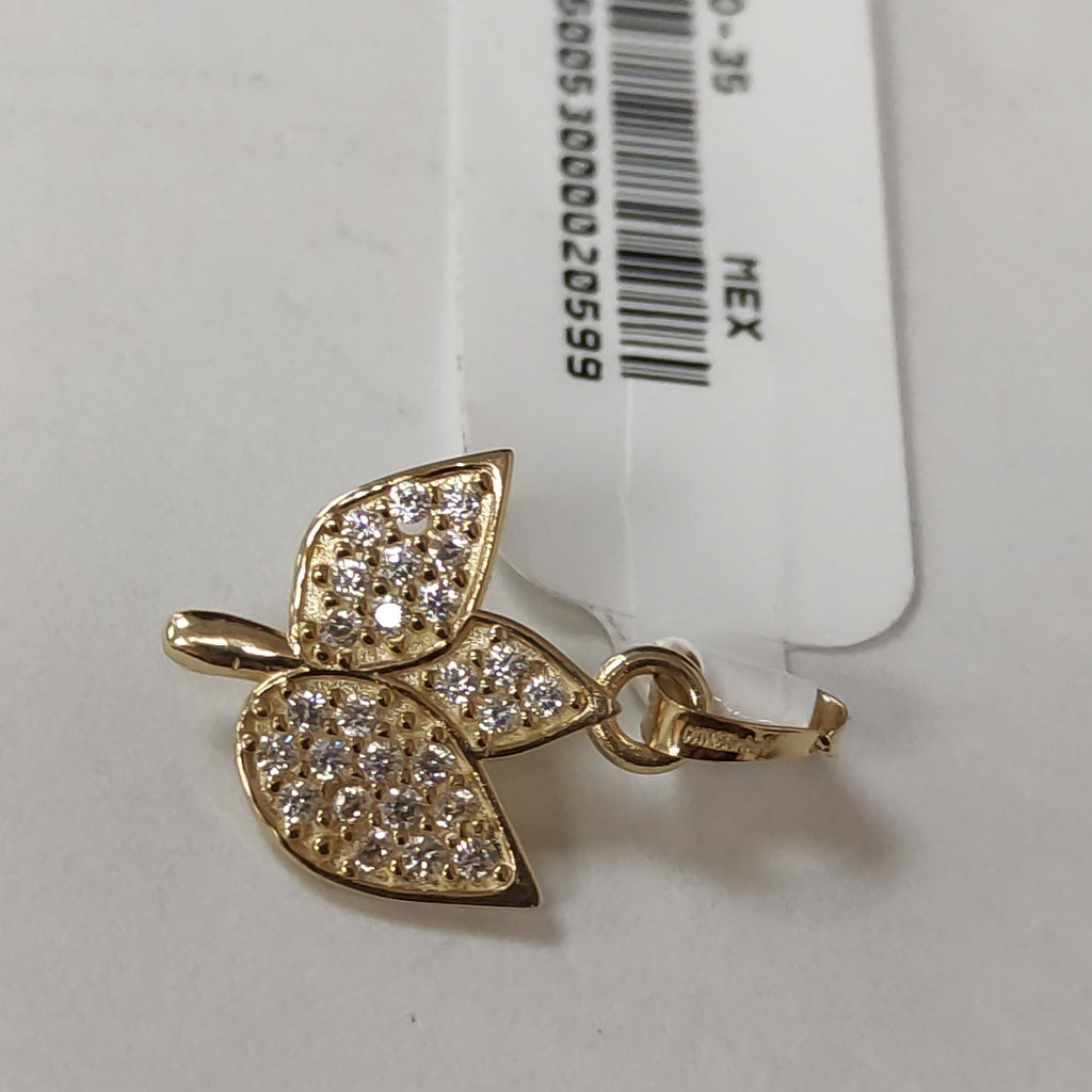 DIJE TEJIDO HOJAS CON CIRCONIAS 14K 1 GR (NUEVO)