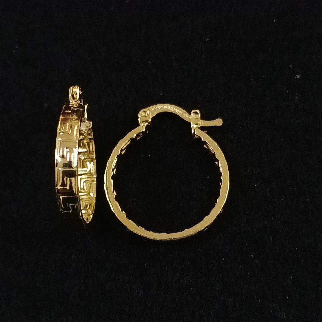 ARETES TEJIDO ARRACADAS TIPO GRECAS 14K 2 GR (NUEVO)