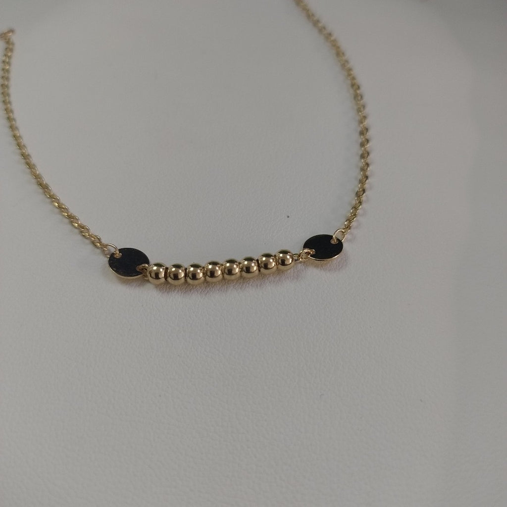 PULSERA TEJIDO ESPECIAL CON BOLITAS 14K 18 CM 1.8 GR (NUEVO)