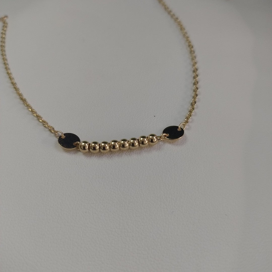 PULSERA TEJIDO ESPECIAL CON BOLITAS 14K 18 CM 1.8 GR (NUEVO)