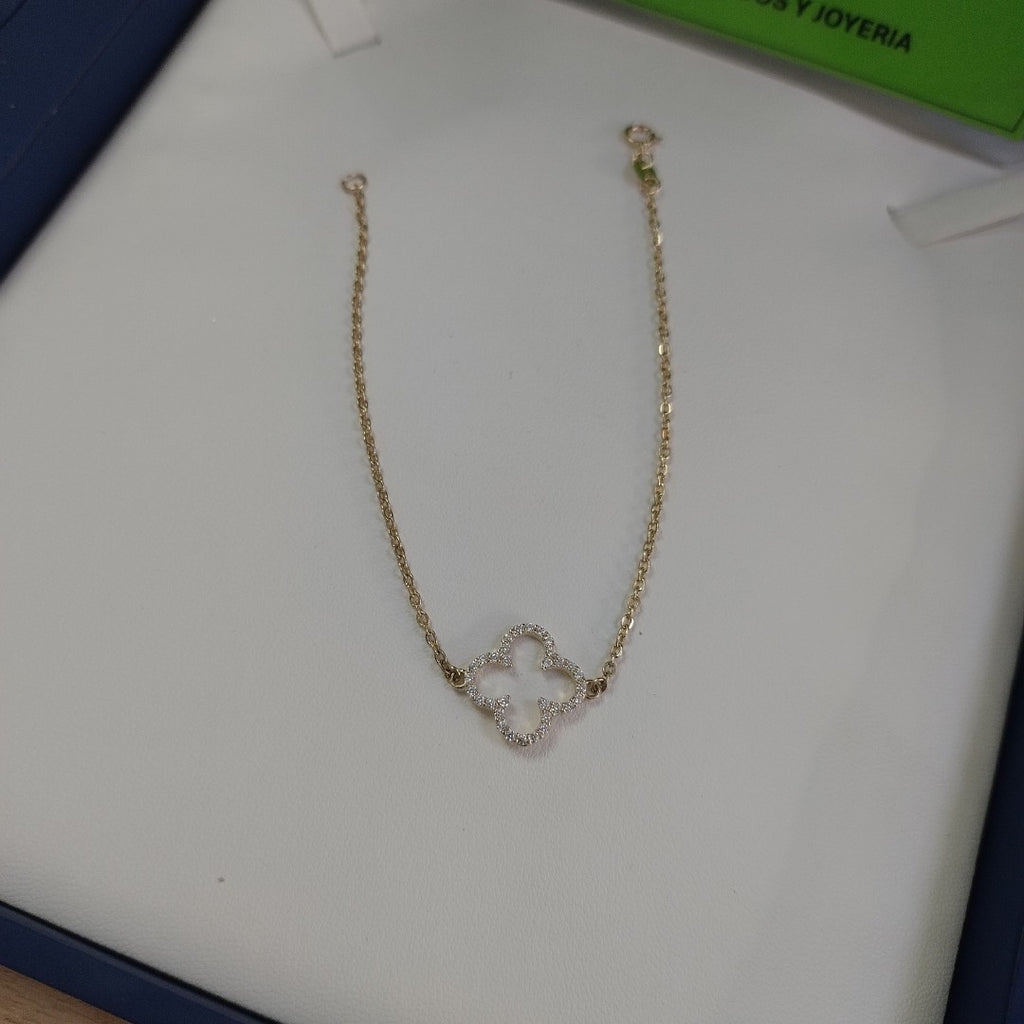 PULSERA TEJIDO ESPECIAL C CIRCONIAS 14K 18 CM 1.8 GR (NUEVO)