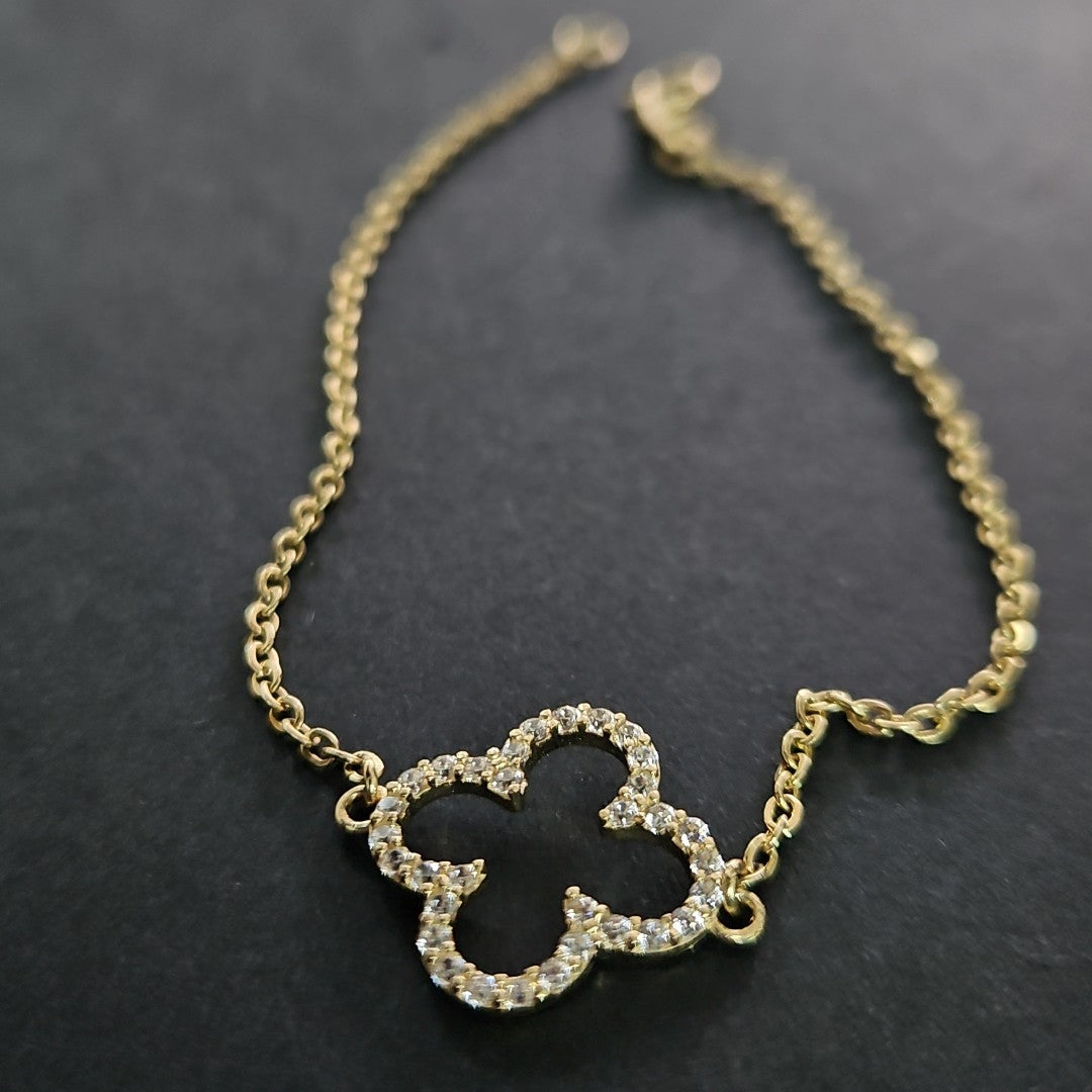 PULSERA TEJIDO ESPECIAL C CIRCONIAS 14K 18 CM 1.8 GR (NUEVO)